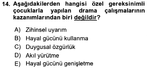 Çocuk Ve Drama 2016-2017 3 Ders Sınavı - 14. soru