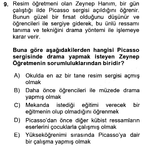 Çocuk Ve Drama 2017-2018 3 Ders Sınavı - 9. soru