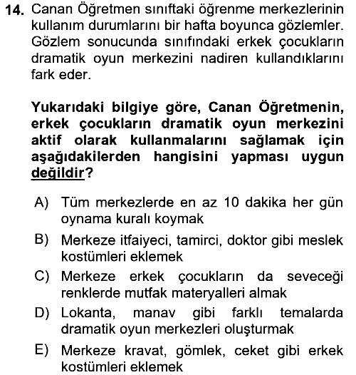 Çocuk Ve Oyun 2016-2017 3 Ders Sınavı - 14. soru