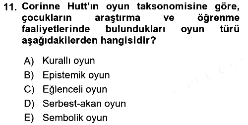 Çocuk Ve Oyun 2017-2018 3 Ders Sınavı - 11. soru