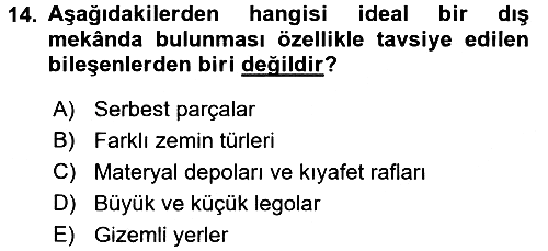 Çocuk Ve Oyun 2017-2018 3 Ders Sınavı - 14. soru
