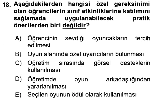 Çocuk Ve Oyun 2017-2018 3 Ders Sınavı - 18. soru