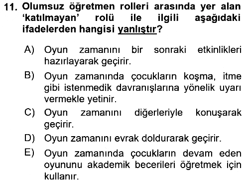 Çocuk Ve Oyun 2016-2017 Ara Sınav - 11. soru