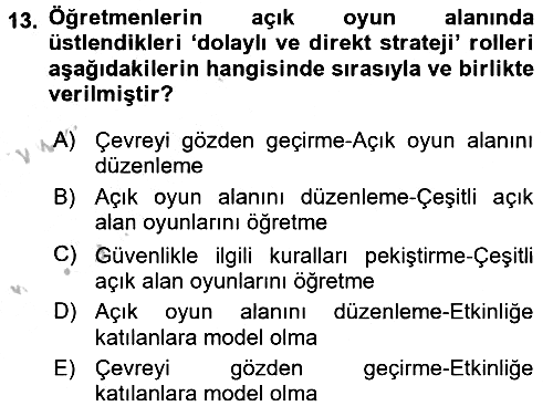 Çocuk Ve Oyun 2016-2017 Ara Sınav - 13. soru