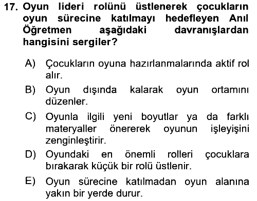 Çocuk Ve Oyun 2017-2018 Ara Sınav - 17. soru