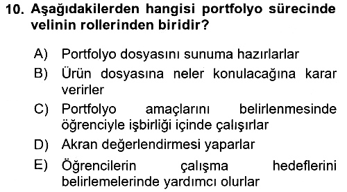 Çocukları Tanıma Ve Değerlendirme 2016-2017 Dönem Sonu Sınavı - 10. soru