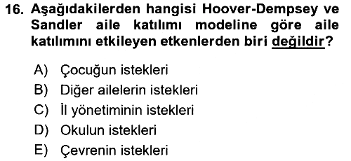 Çocukları Tanıma Ve Değerlendirme 2017-2018 Dönem Sonu Sınavı - 16. soru