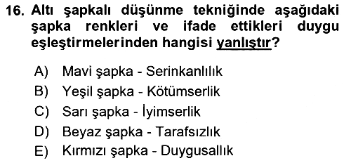 Eğitim Bilimine Giriş 2018-2019 3 Ders Sınavı - 16. soru