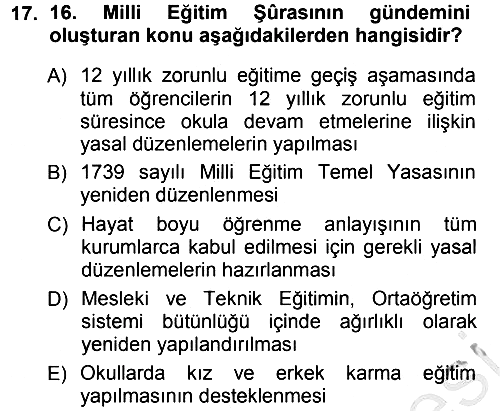Eğitim Bilimine Giriş 2012-2013 Ara Sınav - 17. soru