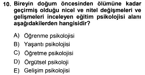 Eğitim Bilimine Giriş 2013-2014 Ara Sınav - 10. soru