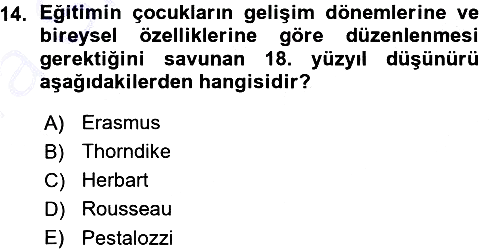 Eğitim Bilimine Giriş 2015-2016 Ara Sınav - 14. soru