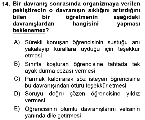 Eğitim Bilimine Giriş 2016-2017 Ara Sınav - 14. soru