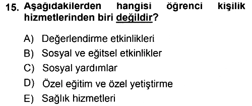 Eğitim Bilimine Giriş 2014-2015 Dönem Sonu Sınavı - 15. soru