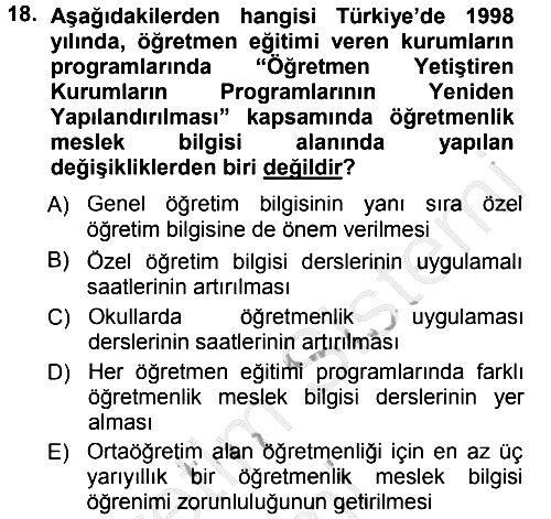 Eğitim Bilimine Giriş 2014-2015 Dönem Sonu Sınavı - 18. soru