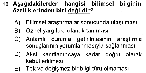 Eğitim Bilimine Giriş 2015-2016 Dönem Sonu Sınavı - 10. soru