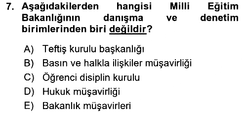 Eğitim Bilimine Giriş 2016-2017 Dönem Sonu Sınavı - 7. soru