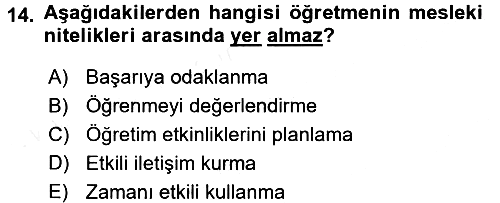 Eğitim Bilimine Giriş 2016-2017 Dönem Sonu Sınavı - 14. soru