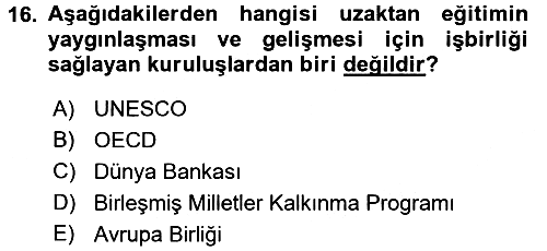 Eğitim Bilimine Giriş 2016-2017 Dönem Sonu Sınavı - 16. soru