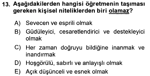 Eğitim Bilimine Giriş 2017-2018 Dönem Sonu Sınavı - 13. soru