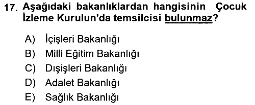 Kurum Uygulamaları 2016-2017 Dönem Sonu Sınavı - 17. soru