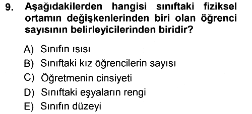 Sınıf Yönetimi 2012-2013 Ara Sınav - 9. soru