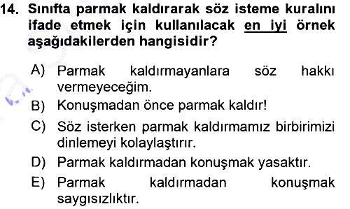 Sınıf Yönetimi 2015-2016 Ara Sınav - 14. soru