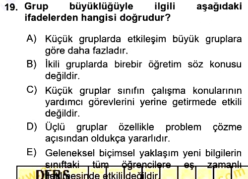 Sınıf Yönetimi 2015-2016 Ara Sınav - 19. soru