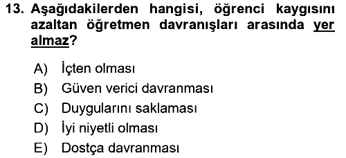 Sınıf Yönetimi 2016-2017 Ara Sınav - 13. soru