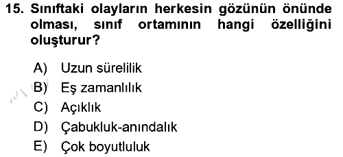 Sınıf Yönetimi 2016-2017 Ara Sınav - 15. soru