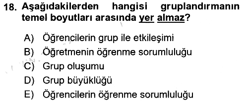 Sınıf Yönetimi 2016-2017 Ara Sınav - 18. soru