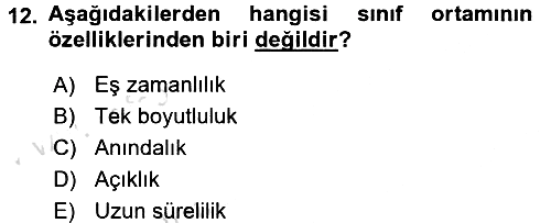 Sınıf Yönetimi 2017-2018 Ara Sınav - 12. soru