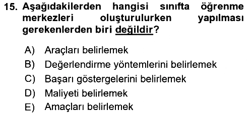 Sınıf Yönetimi 2017-2018 Ara Sınav - 15. soru