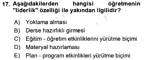 Sınıf Yönetimi 2017-2018 Ara Sınav - 17. soru