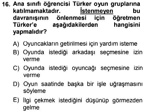 Sınıf Yönetimi 2012-2013 Dönem Sonu Sınavı - 16. soru