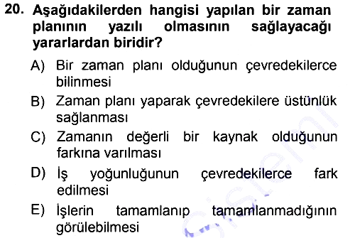 Sınıf Yönetimi 2012-2013 Dönem Sonu Sınavı - 20. soru