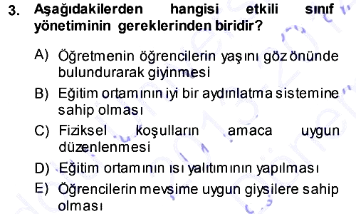 Sınıf Yönetimi 2013-2014 Dönem Sonu Sınavı - 3. soru