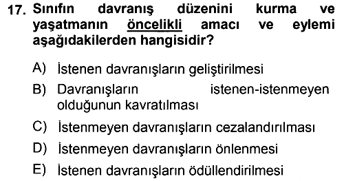 Sınıf Yönetimi 2013-2014 Dönem Sonu Sınavı - 17. soru