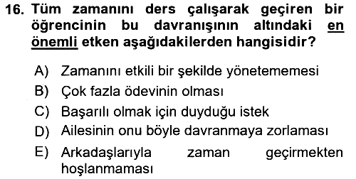 Sınıf Yönetimi 2016-2017 Dönem Sonu Sınavı - 16. soru