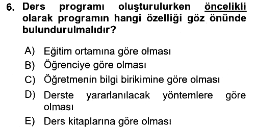 Sınıf Yönetimi 2017-2018 Dönem Sonu Sınavı - 6. soru