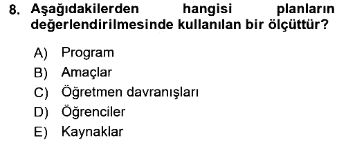 Sınıf Yönetimi 2017-2018 Dönem Sonu Sınavı - 8. soru
