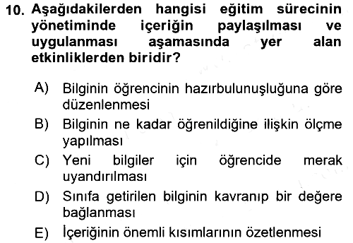 Sınıf Yönetimi 2017-2018 Dönem Sonu Sınavı - 10. soru