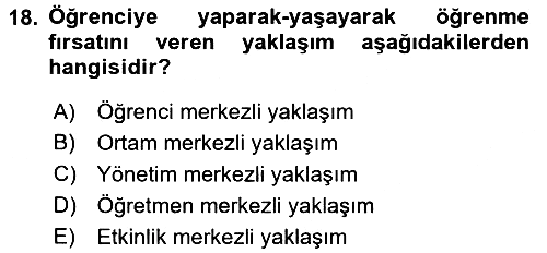 Sınıf Yönetimi 2017-2018 Dönem Sonu Sınavı - 18. soru