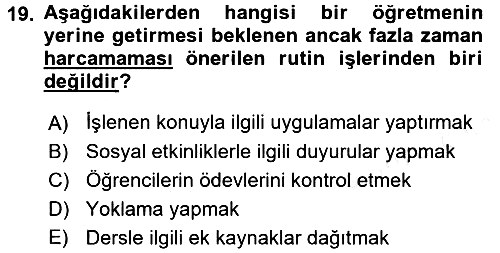 Sınıf Yönetimi 2017-2018 Dönem Sonu Sınavı - 19. soru