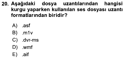 Bilgisayar Destekli Temel Tasarım 2017-2018 Dönem Sonu Sınavı - 20. soru