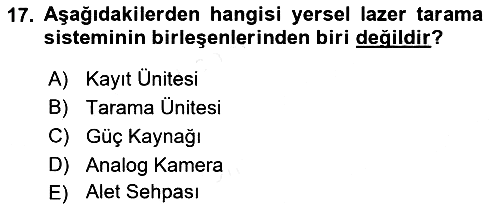 Fotogrametri 2017-2018 3 Ders Sınavı - 17. soru