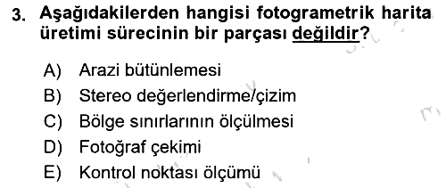 Fotogrametri 2016-2017 Ara Sınav - 3. soru