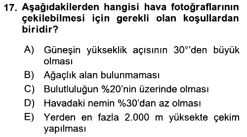 Fotogrametri 2016-2017 Ara Sınav - 17. soru