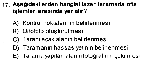 Fotogrametri 2013-2014 Dönem Sonu Sınavı - 17. soru