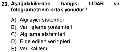 Fotogrametri 2013-2014 Dönem Sonu Sınavı - 20. soru