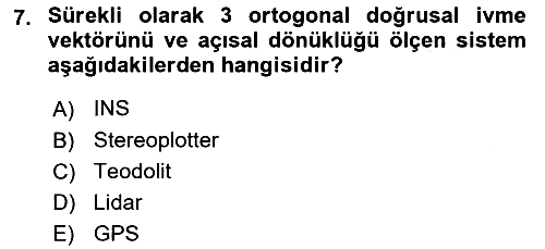 Fotogrametri 2017-2018 Dönem Sonu Sınavı - 7. soru